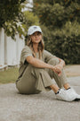 Sage green casual matching loungewear set for women.