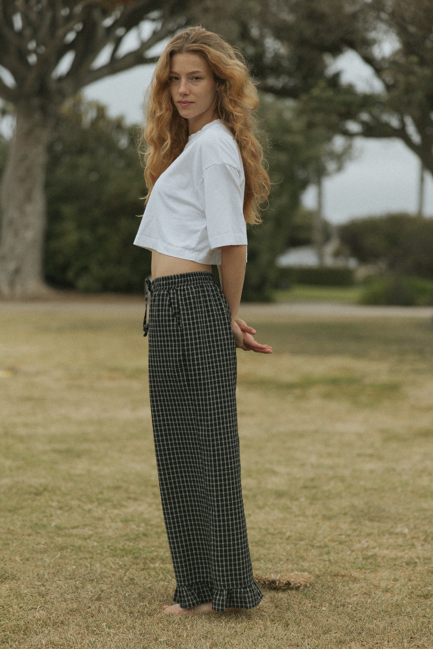 Nova Pants in Obsidian | Plaid Wide Leg Pants – Altair The Label