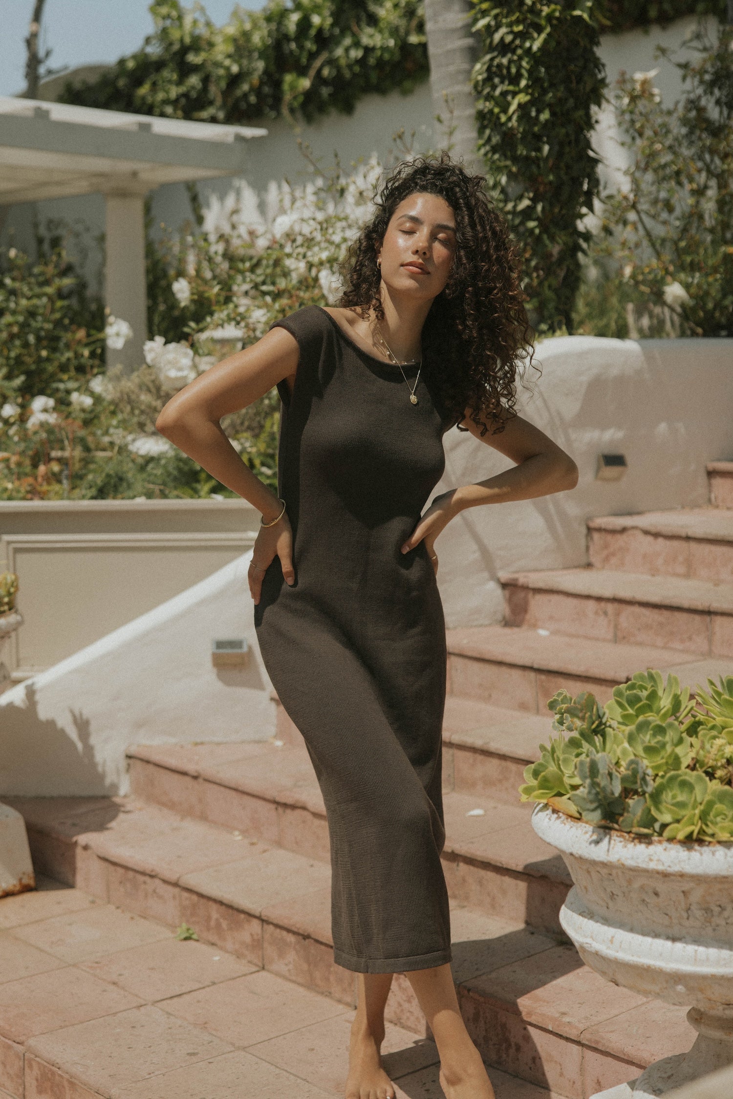 sleeveless knit dress Stitch & Co TeaElla Effortless elegance meets sophisticated style with this pullover knit dress Black Roll Neck Sleeveless Belted